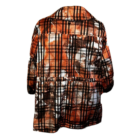 MULTIPLES Jacket 0X 14W Rolled Sleeved Zip Front Rain Orange Brown White NWT - Picture 3 of 12